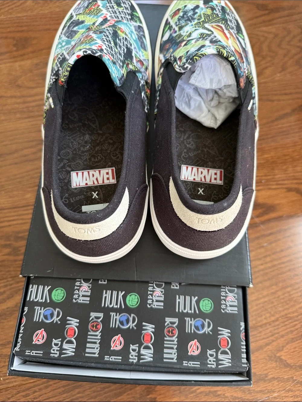 Toms x Marvel Multicolor Baja Comic Print Slip-On Sneakers
